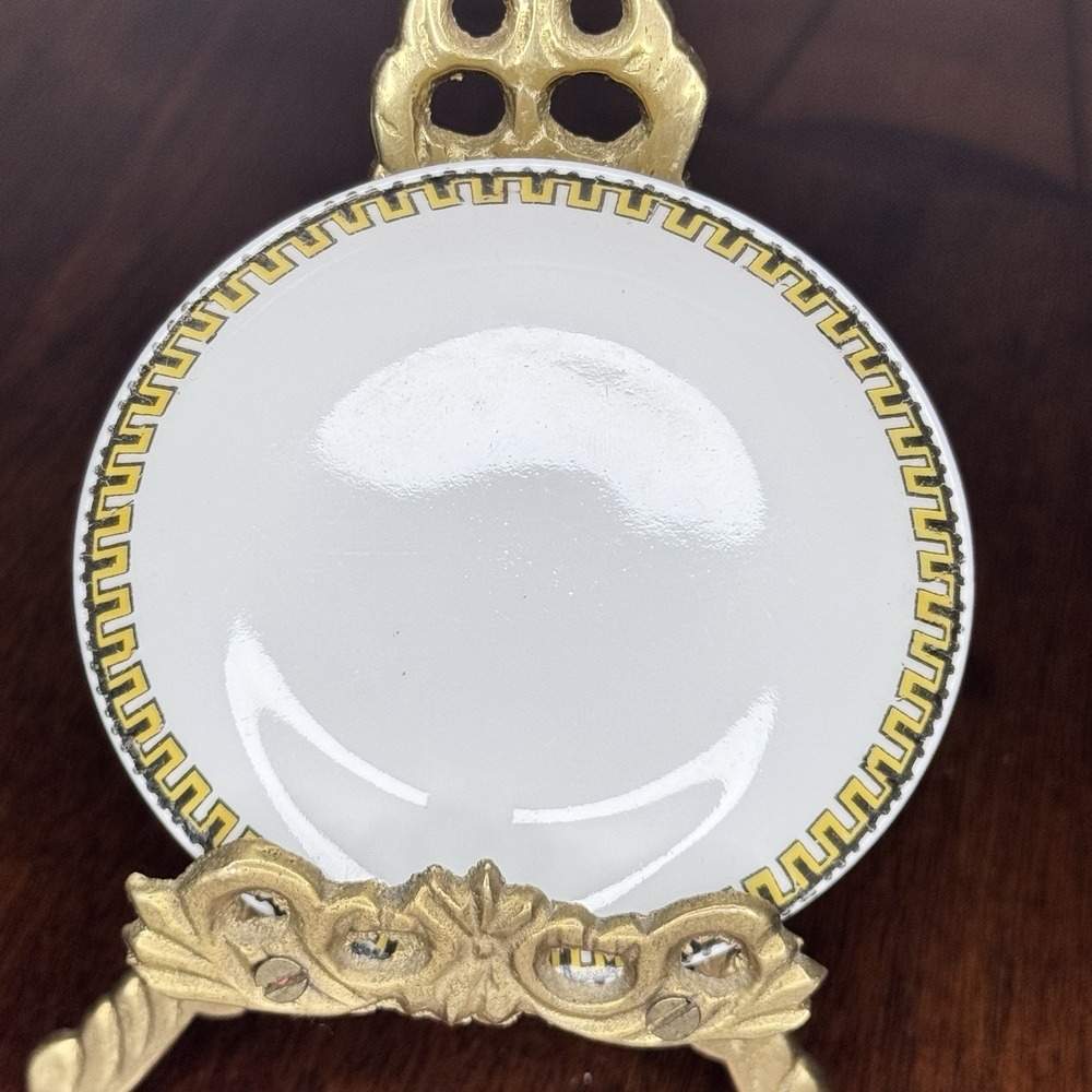Haviland Limoges Butter Pat Gold Encrusted Greek Key Border Porcelain Antique